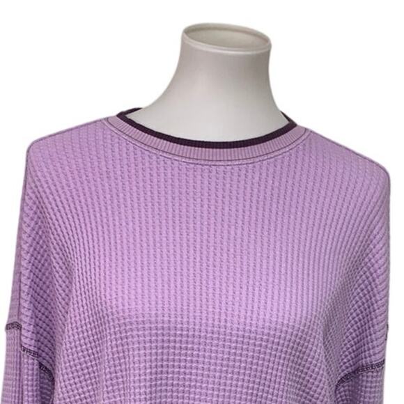 New Offline by Aerie Womens Small Cotton Blend Waffled Long Sleeve Crew Neck Top - Picture 2 of 7